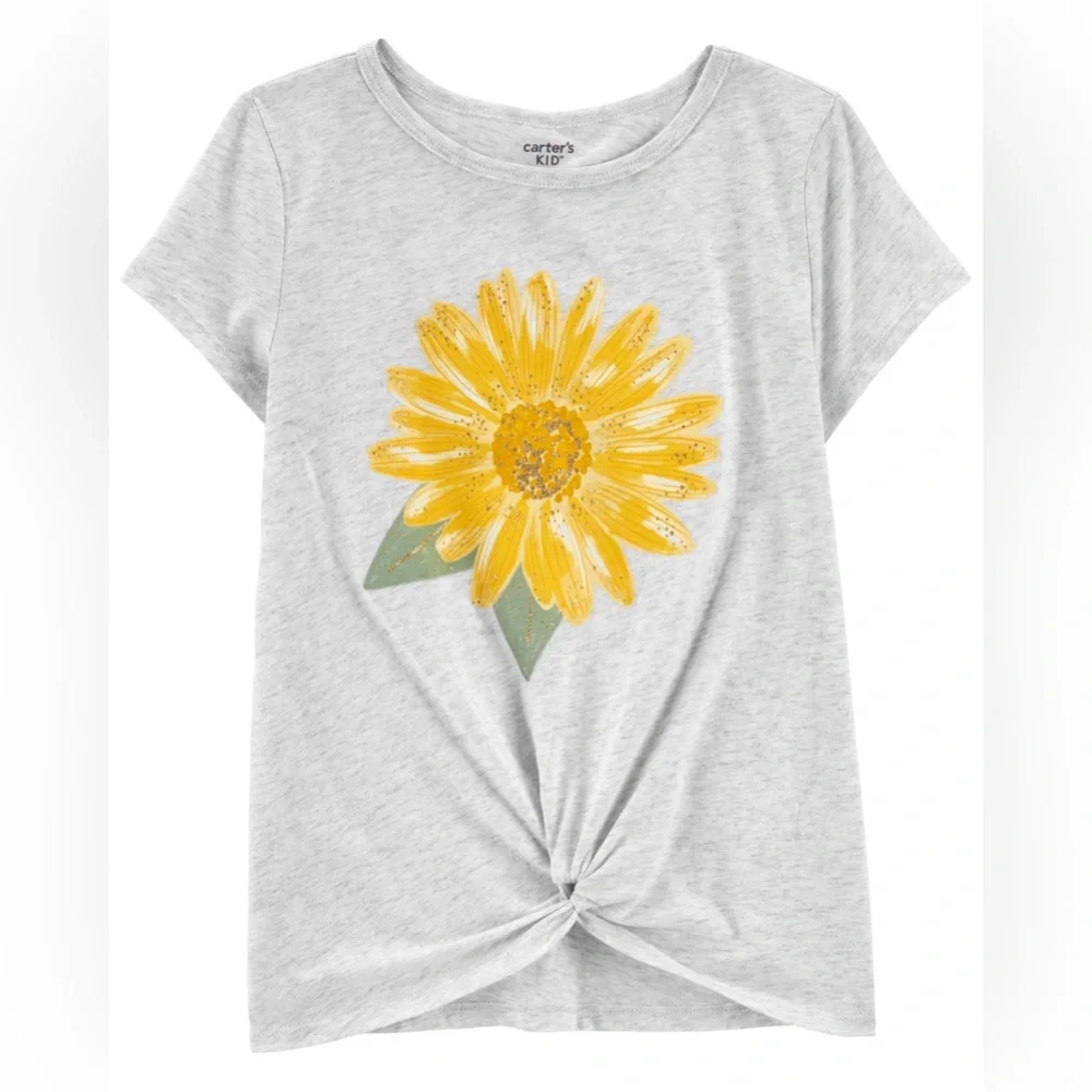 Carter's Light Gray Tee with Yellow Sunflower Size 6/6x